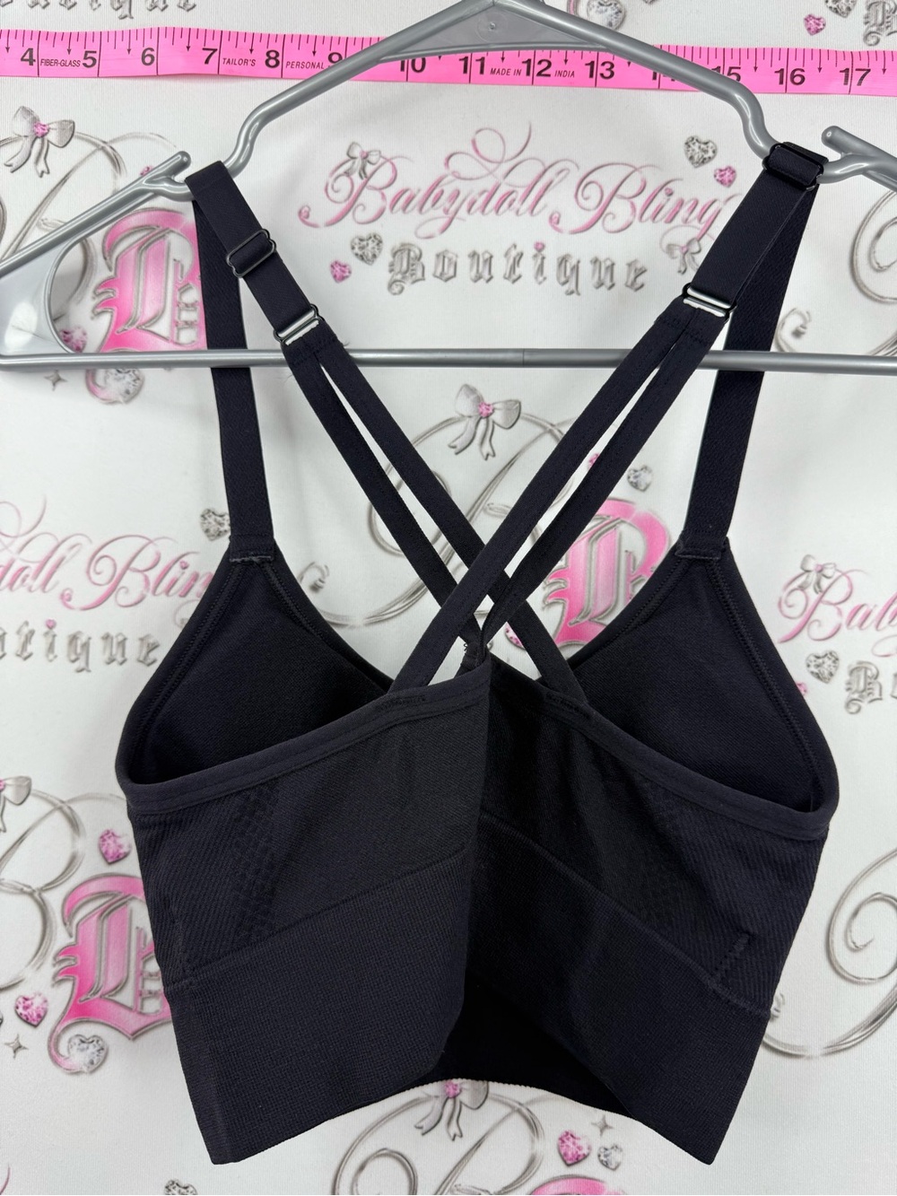 New Balance Black Crisscross Strappy Sports Bra - Picture 3 of 9